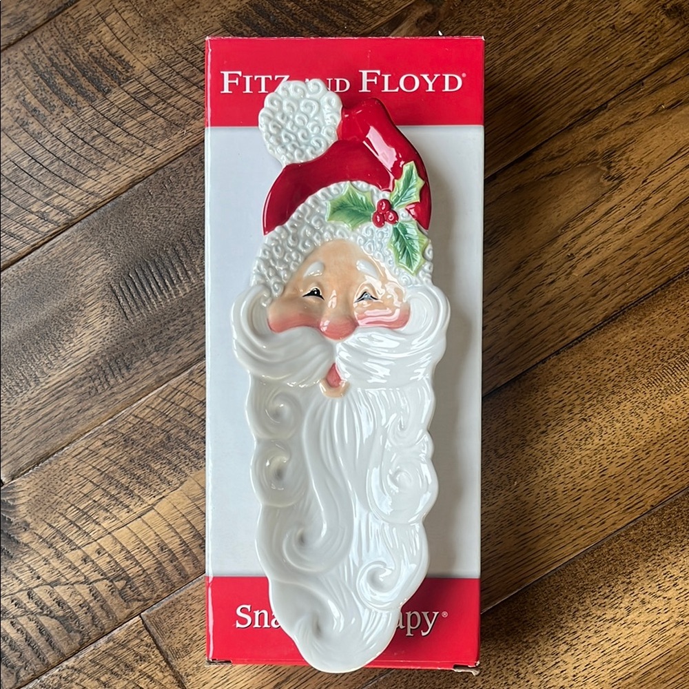FITZ AND FLOYD “Snack Therapy” ceramic Santa Server